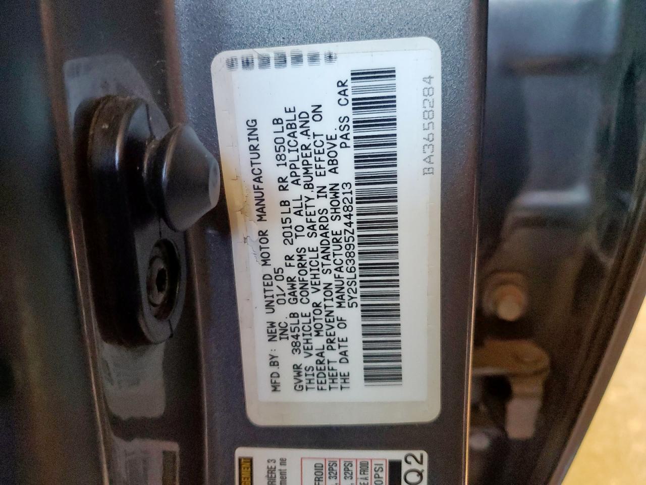 2005 Pontiac Vibe VIN: 5Y2SL63895Z448213 Lot: 81714975
