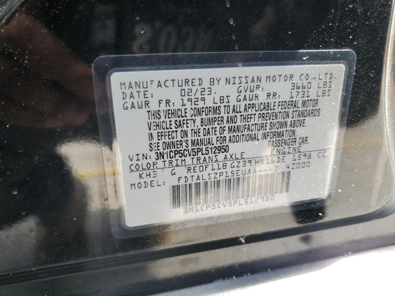 2023 Nissan Kicks Sv VIN: 3N1CP5CV5PL512950 Lot: 83791115