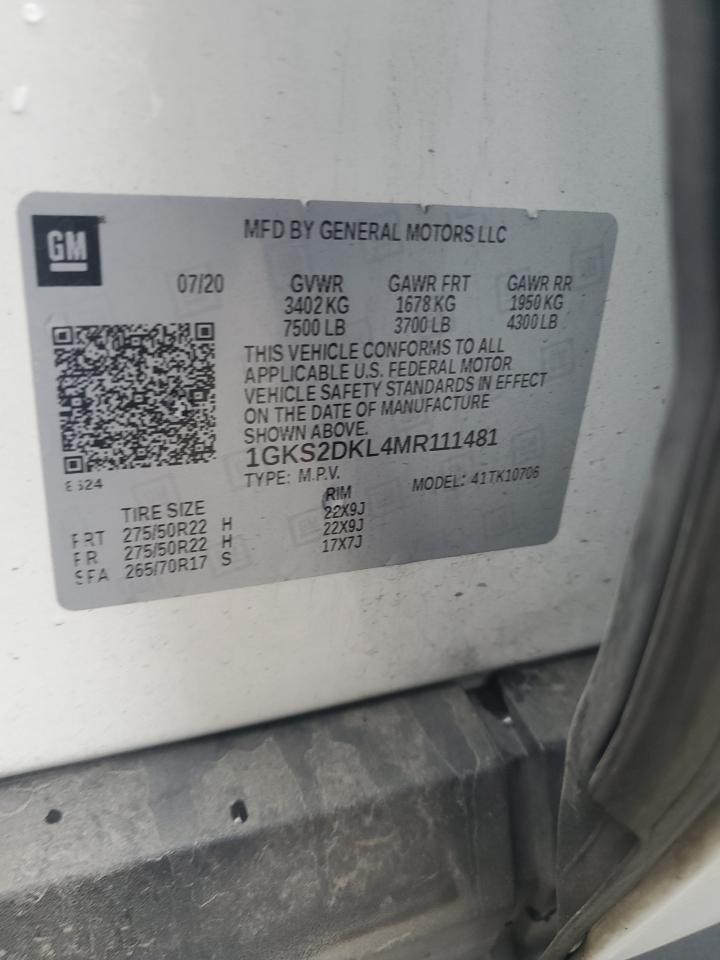 2021 GMC Yukon Denali VIN: 1GKS2DKL4MR111481 Lot: 84818135