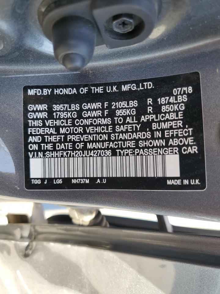 2018 Honda Civic Lx VIN: SHHFK7H20JU427036 Lot: 70961075