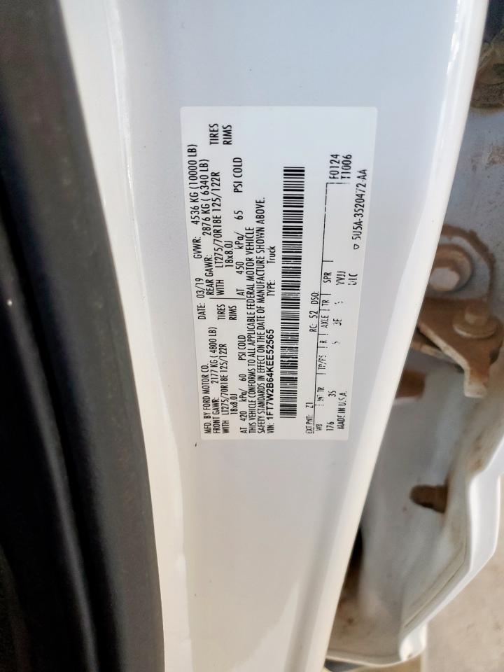 2019 Ford F250 Super Duty VIN: 1FT7W2B64KEE52565 Lot: 80196035
