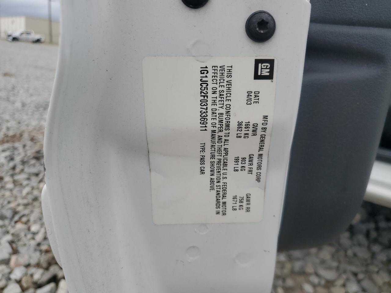 2003 Chevrolet Cavalier VIN: 1G1JC52F037336911 Lot: 69108165