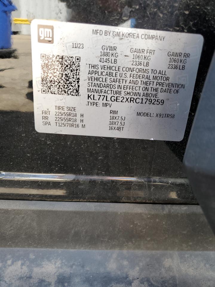 2024 Chevrolet Trax 1Rs VIN: KL77LGE2XRC179259 Lot: 80070845