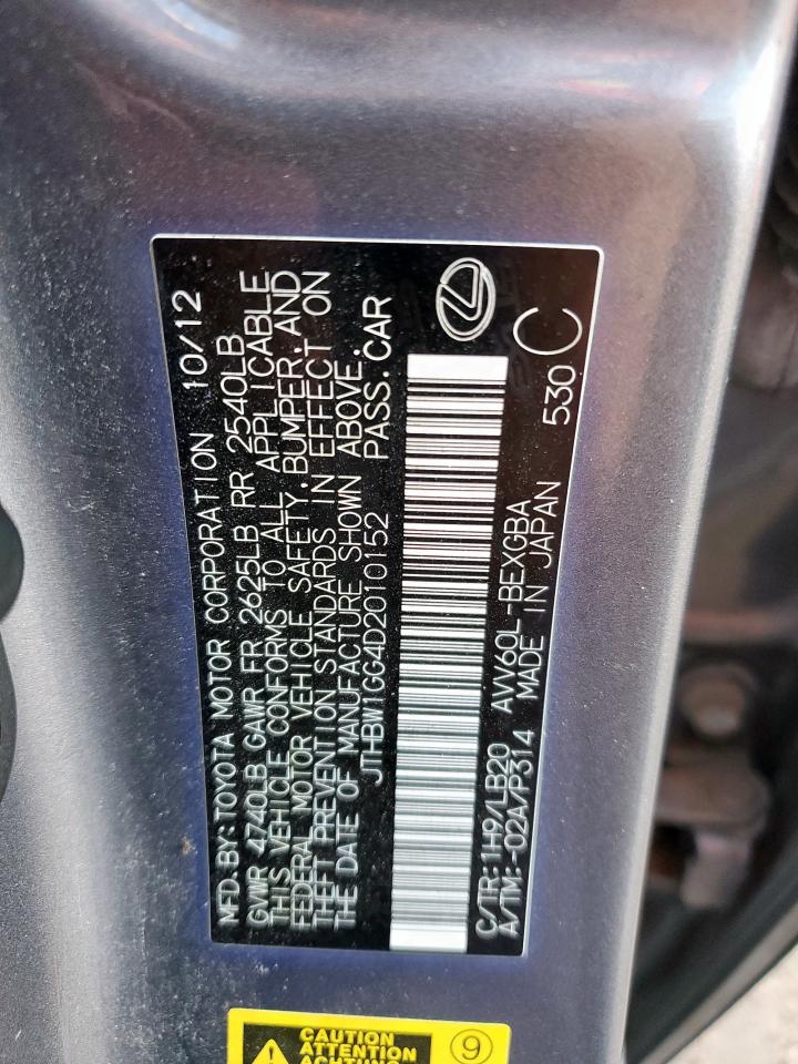 2013 Lexus Es 300H VIN: JTHBW1GG4D2010152 Lot: 84228675