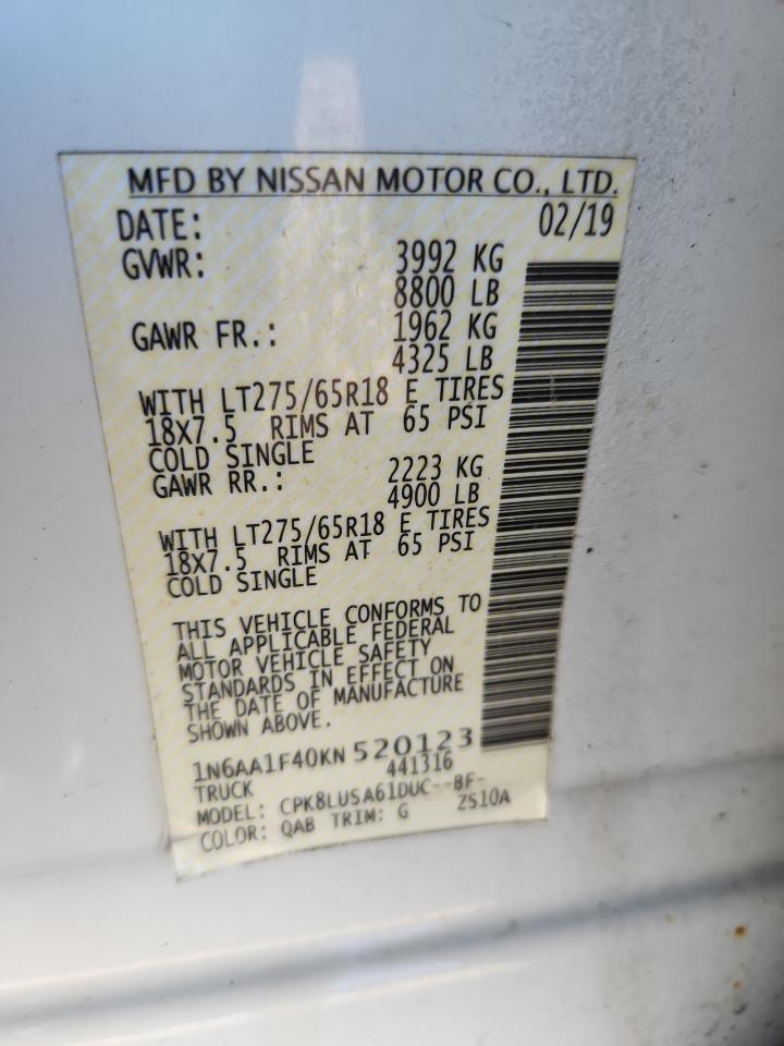 2019 Nissan Titan Xd Sl VIN: 1N6AA1F40KN520123 Lot: 80951205