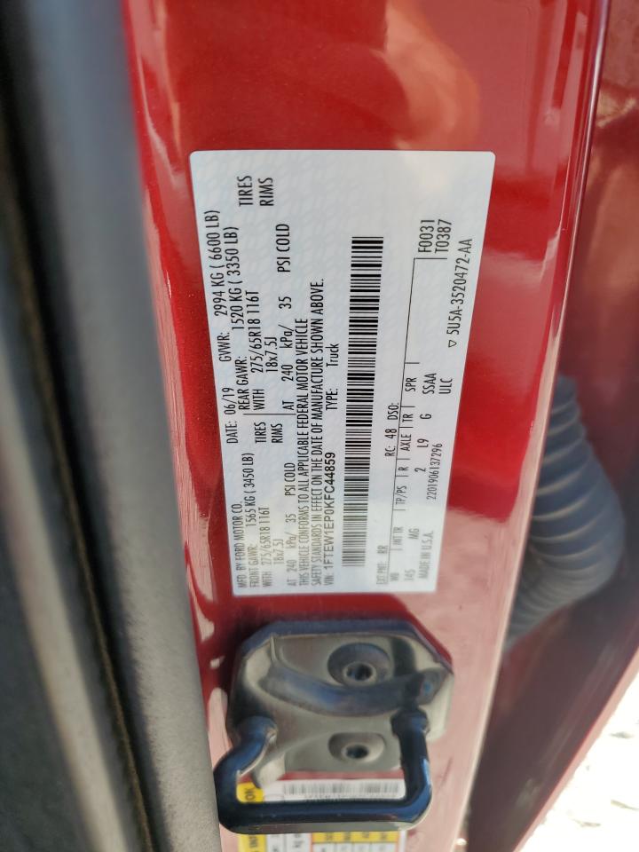 2019 Ford F150 Supercrew VIN: 1FTEW1EP0KFC44859 Lot: 82090085