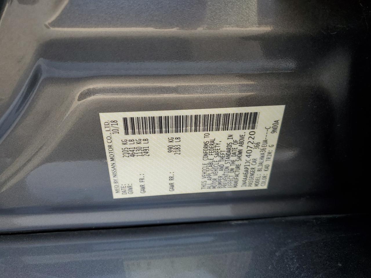 2018 Nissan Maxima 3.5S VIN: 1N4AA6AP1JC407220 Lot: 83904815