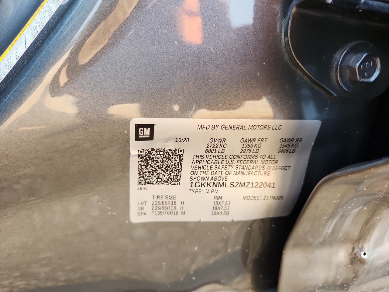 2021 GMC Acadia Slt VIN: 1GKKNMLS2MZ122041 Lot: 71328305