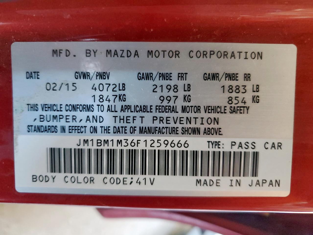 2015 Mazda 3 Grand Touring VIN: JM1BM1M36F1259666 Lot: 83805015