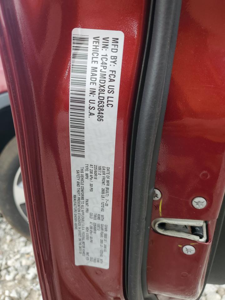 2020 Jeep Cherokee Limited VIN: 1C4PJMDX8LD638486 Lot: 81576895