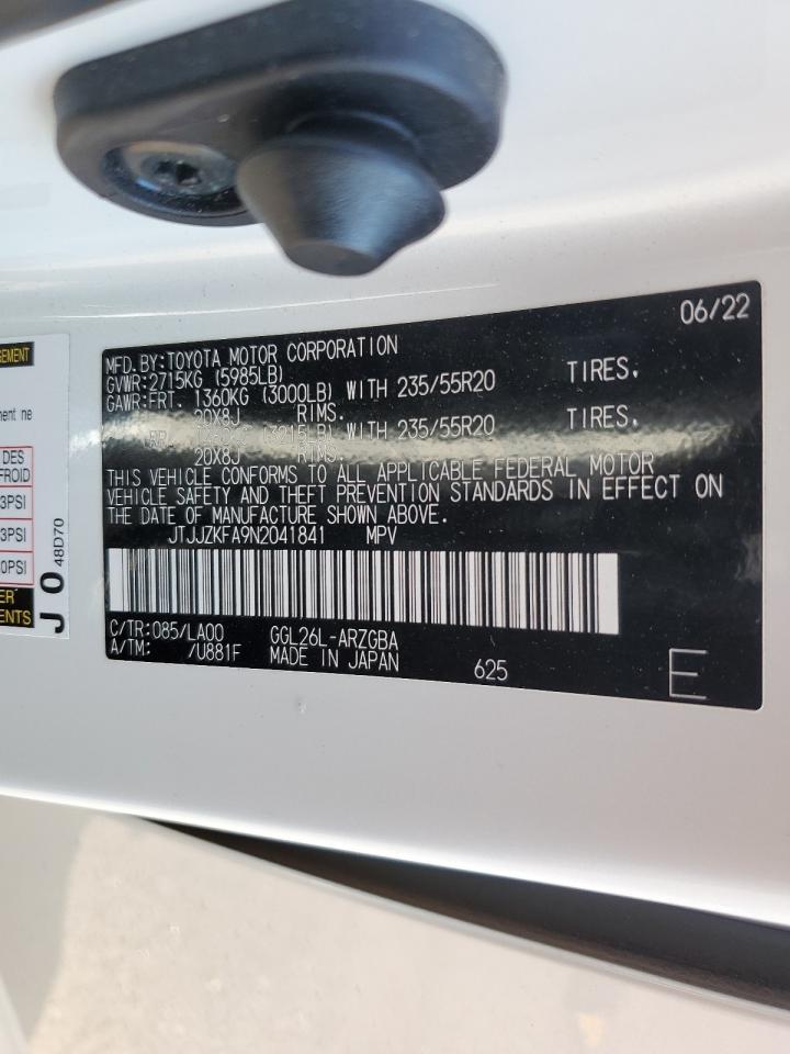 2022 Lexus Rx 350 L Luxury VIN: JTJJZKFA9N2041841 Lot: 71621765