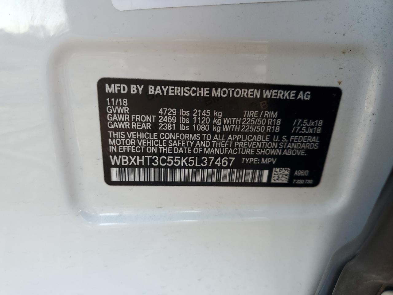 2019 BMW X1 xDrive28I VIN: WBXHT3C55K5L37467 Lot: 71918345