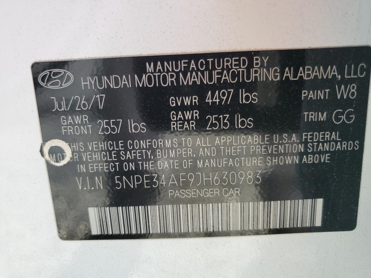 2018 Hyundai Sonata Sport VIN: 5NPE34AF9JH630983 Lot: 72066945