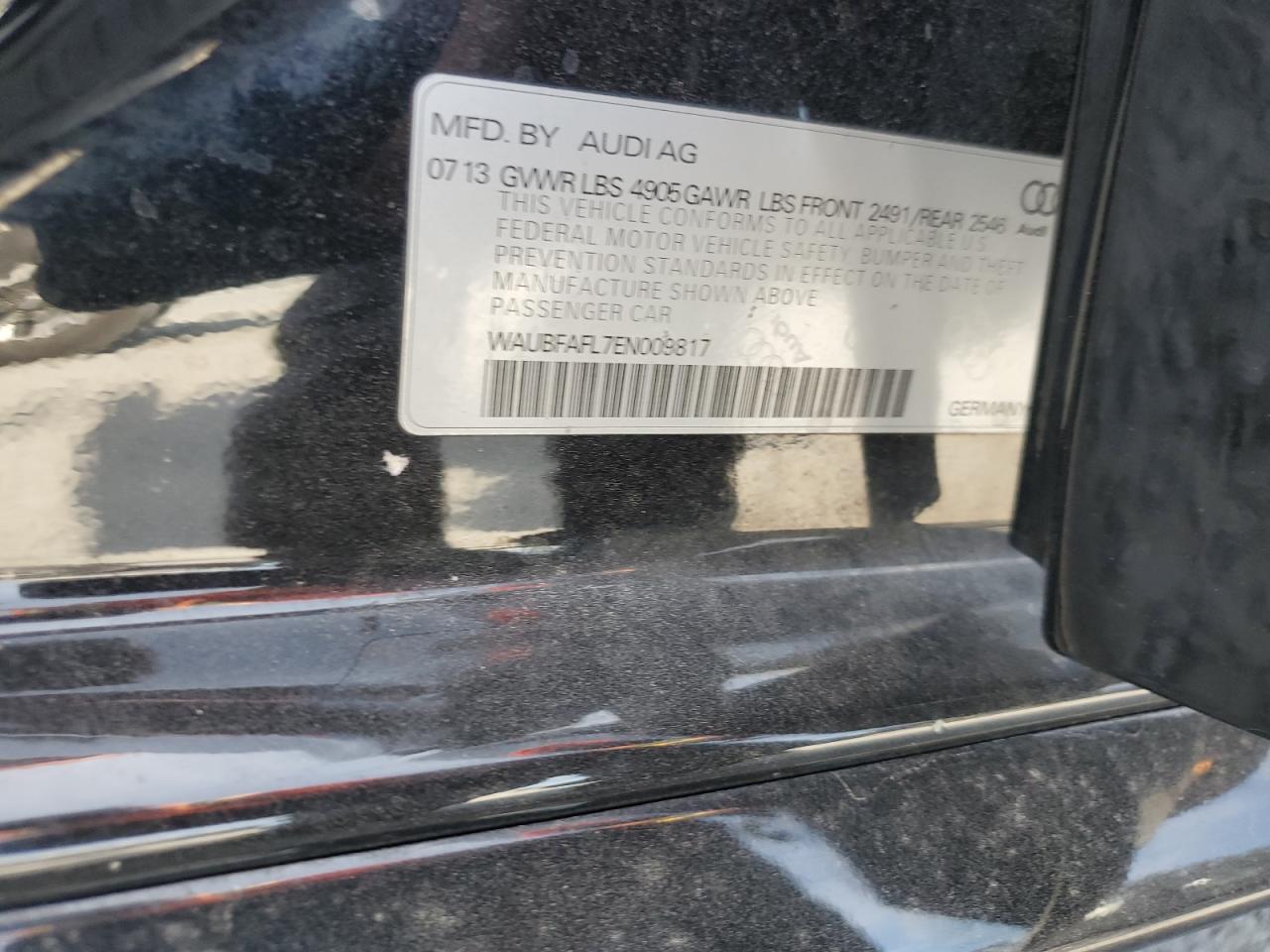 2014 Audi A4 Premium VIN: WAUBFAFL7EN009817 Lot: 71077625