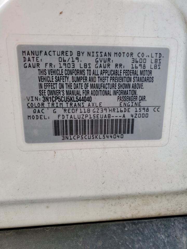 2019 Nissan Kicks S VIN: 3N1CP5CU5KL544040 Lot: 71122125