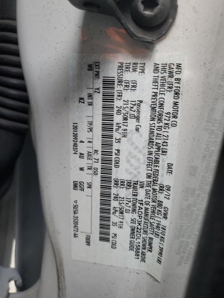2013 Ford Focus Se VIN: 1FADP3K22DL158881 Lot: 70868015