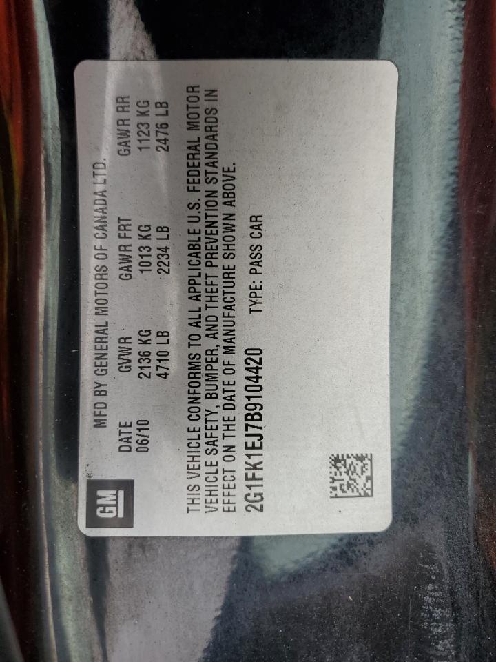 2011 Chevrolet Camaro 2Ss VIN: 2G1FK1EJ7B9104420 Lot: 80872395