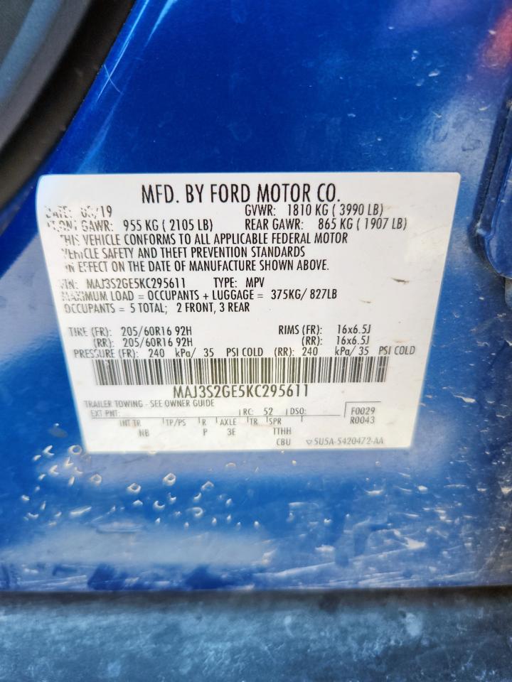 2019 Ford Ecosport Se VIN: MAJ3S2GE5KC295611 Lot: 71030095