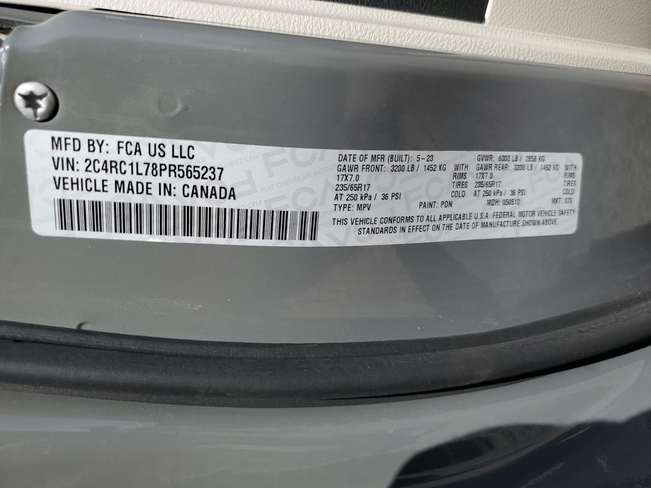 2023 Chrysler Pacifica Hybrid Touring L VIN: 2C4RC1L78PR565237 Lot: 80852965