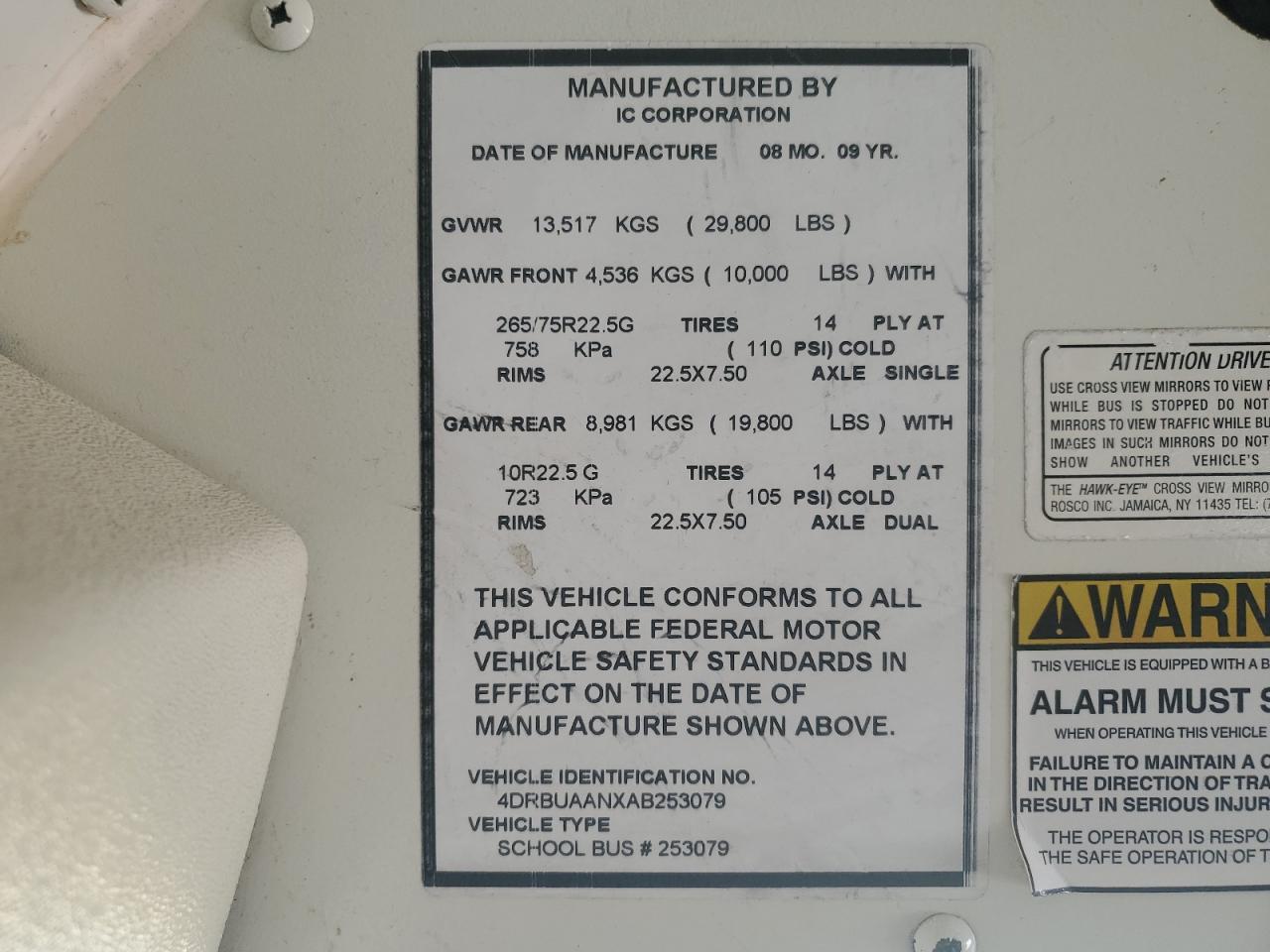 2010 Ic Corporation Ce Series School - School Bus VIN: 4DRBUAANXAB253079 Lot: 83871825