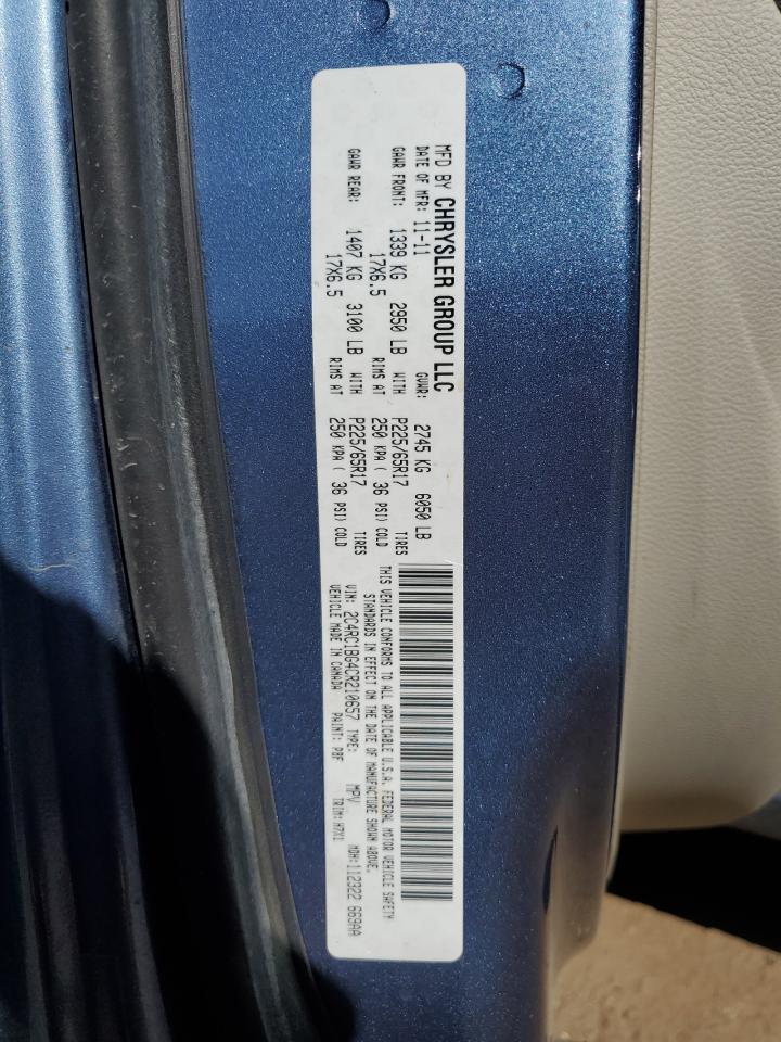 2012 Chrysler Town & Country Touring VIN: 2C4RC1BG4CR210657 Lot: 83986535