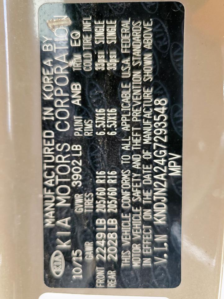 2016 Kia Soul VIN: KNDJN2A24G7293548 Lot: 80385395