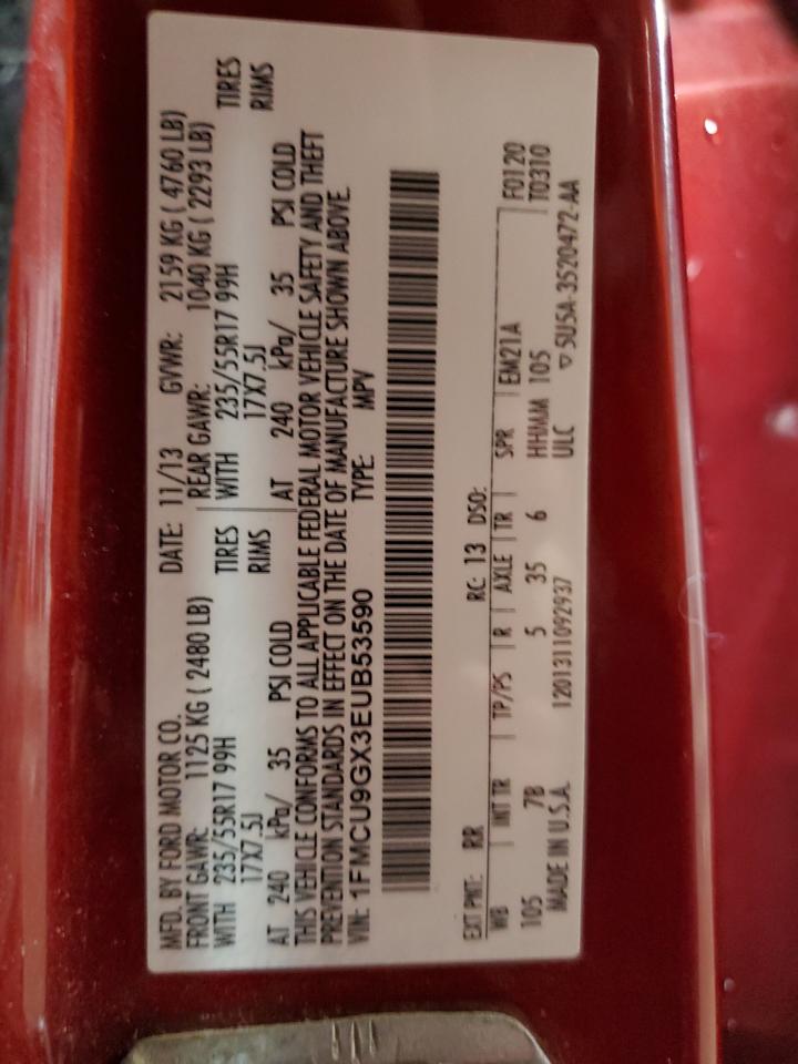 2014 Ford Escape Se VIN: 1FMCU9GX3EUB53590 Lot: 81401145