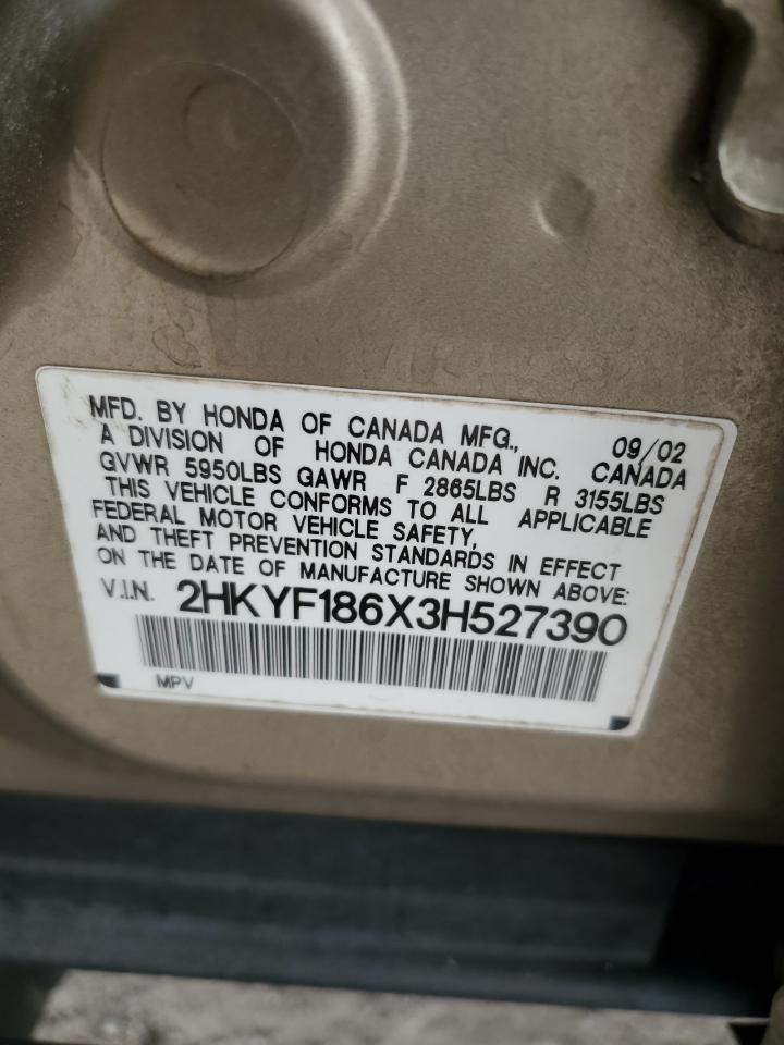 2003 Honda Pilot Exl VIN: 2HKYF186X3H527390 Lot: 81706115