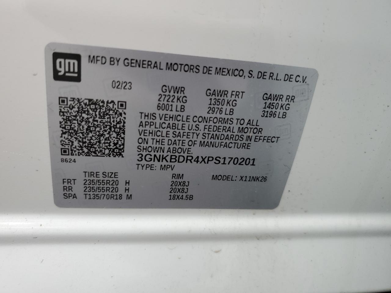 2023 Chevrolet Blazer 3Lt VIN: 3GNKBDR4XPS170201 Lot: 81437835