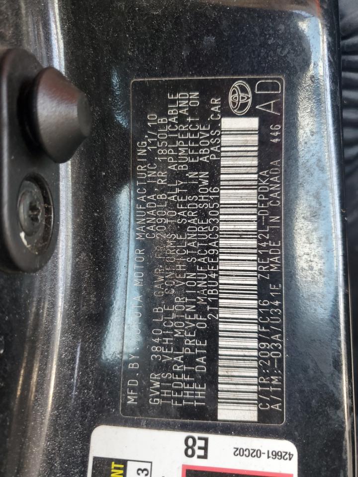 2010 Toyota Corolla Base VIN: 2T1BU4EE9AC530516 Lot: 84231045