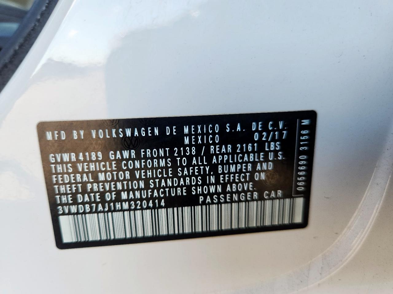 2017 Volkswagen Jetta Se VIN: 3VWDB7AJ1HM320414 Lot: 81185715
