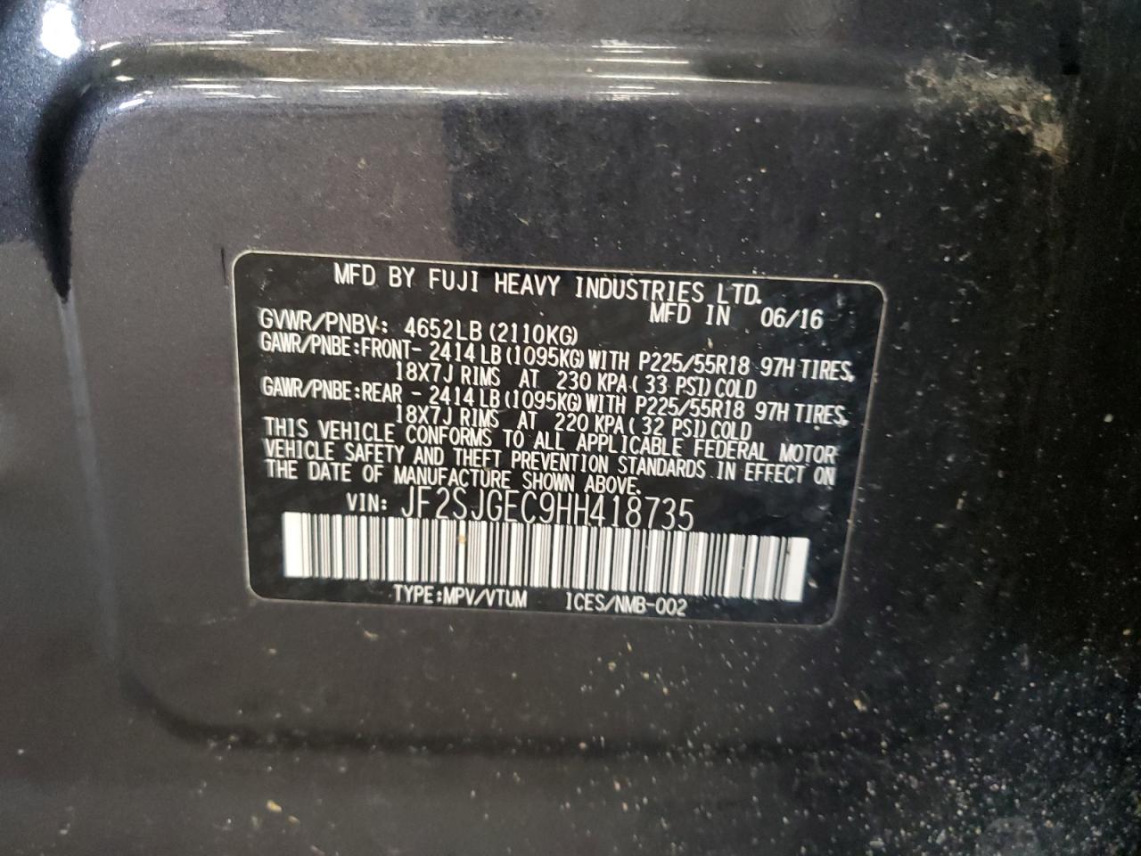 2017 Subaru Forester 2.0Xt Premium VIN: JF2SJGEC9HH418735 Lot: 81337315