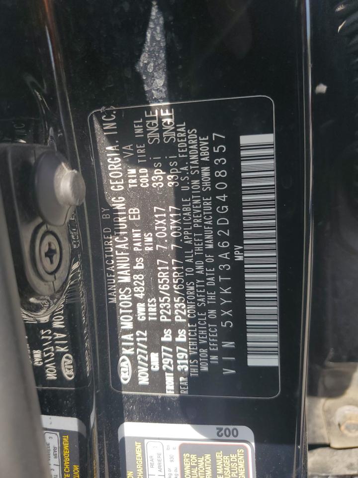 2013 Kia Sorento Lx VIN: 5XYKT3A62DG408357 Lot: 81885455