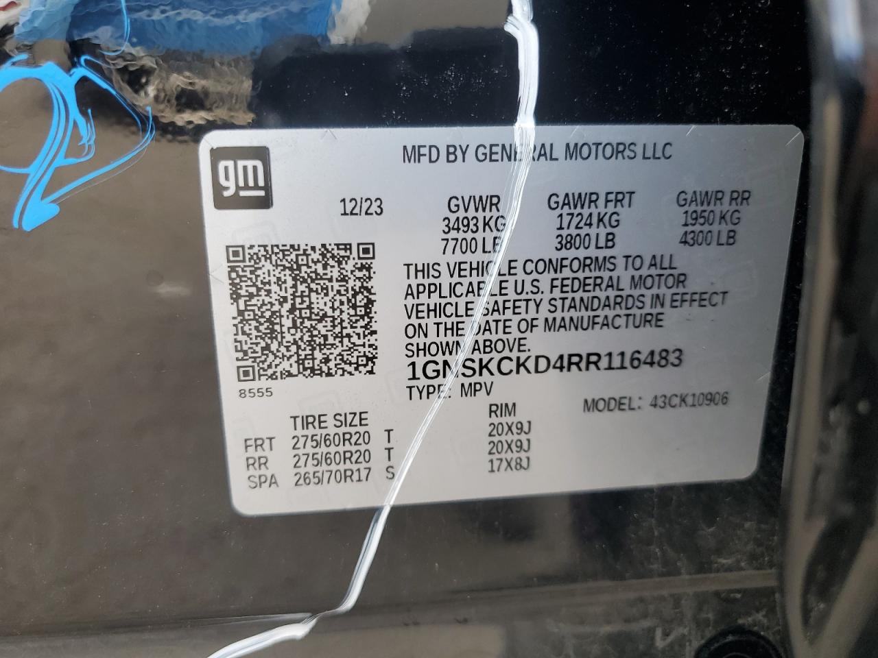 2024 Chevrolet Suburban K1500 Lt VIN: 1GNSKCKD4RR116483 Lot: 81288105