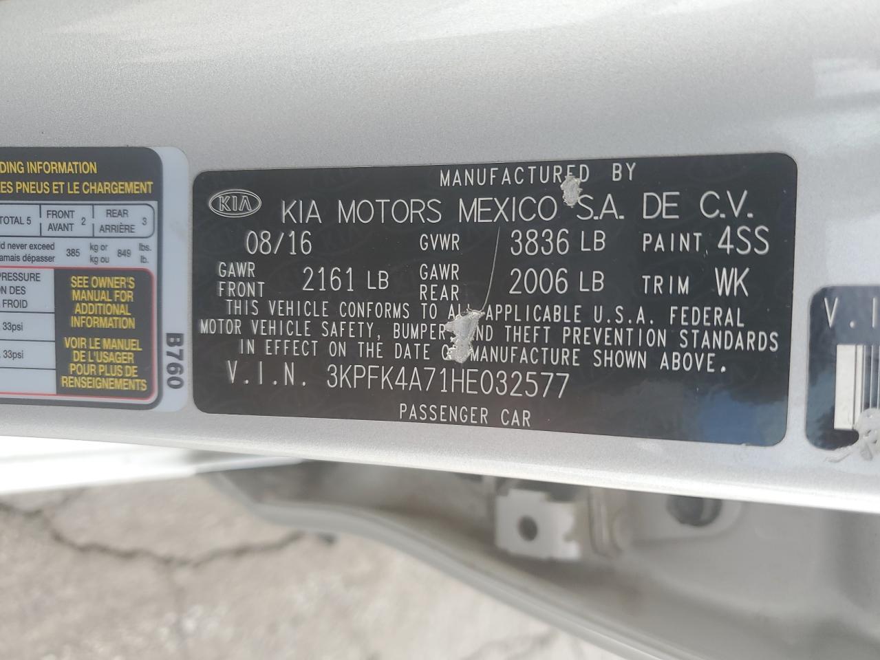 2017 Kia Forte Lx VIN: 3KPFK4A71HE032577 Lot: 71590575