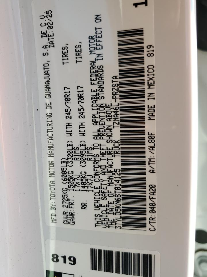 2025 Toyota Tacoma Double Cab VIN: 3TYLD5KN6ST014125 Lot: 80469755