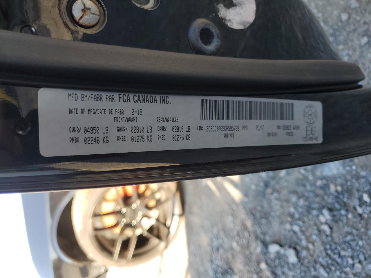 2019 Dodge Challenger Sxt VIN: 2C3CDZAG5KH595738 Lot: 83932665