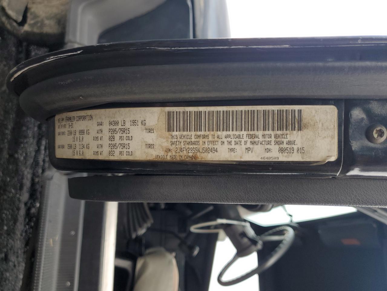 1992 Jeep Wrangler / Yj VIN: 2J4FY29S5NJ502494 Lot: 83780605