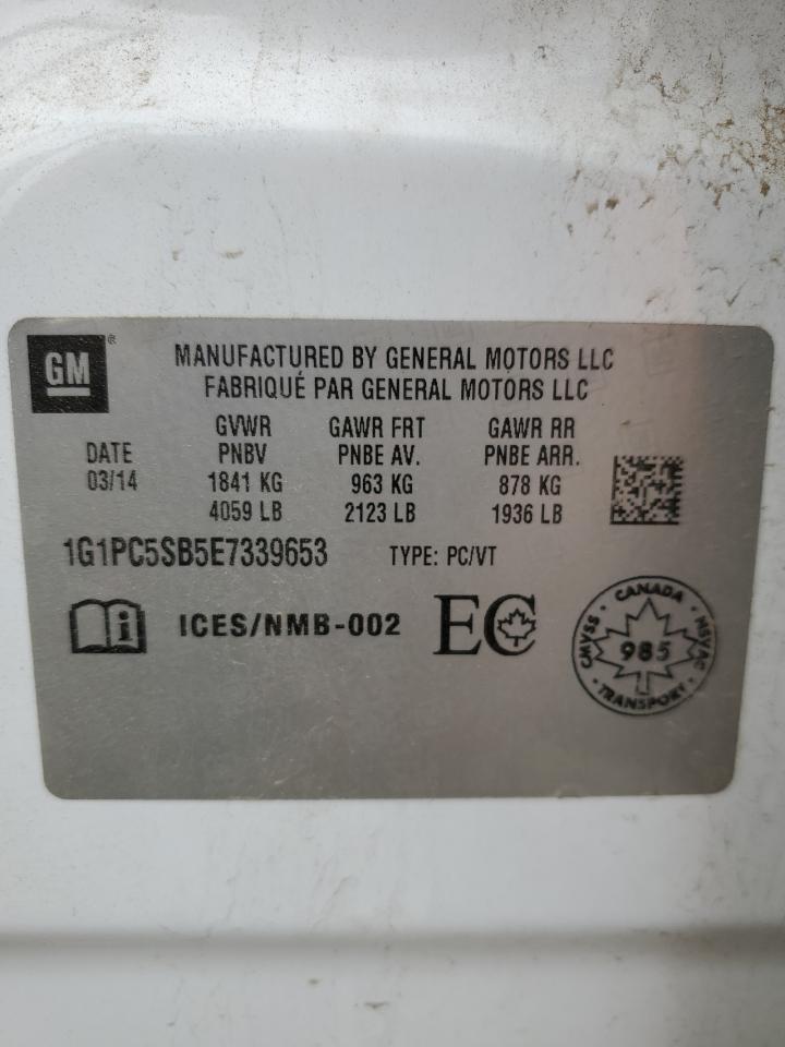2014 Chevrolet Cruze Lt VIN: 1G1PC5SB5E7339653 Lot: 82103035