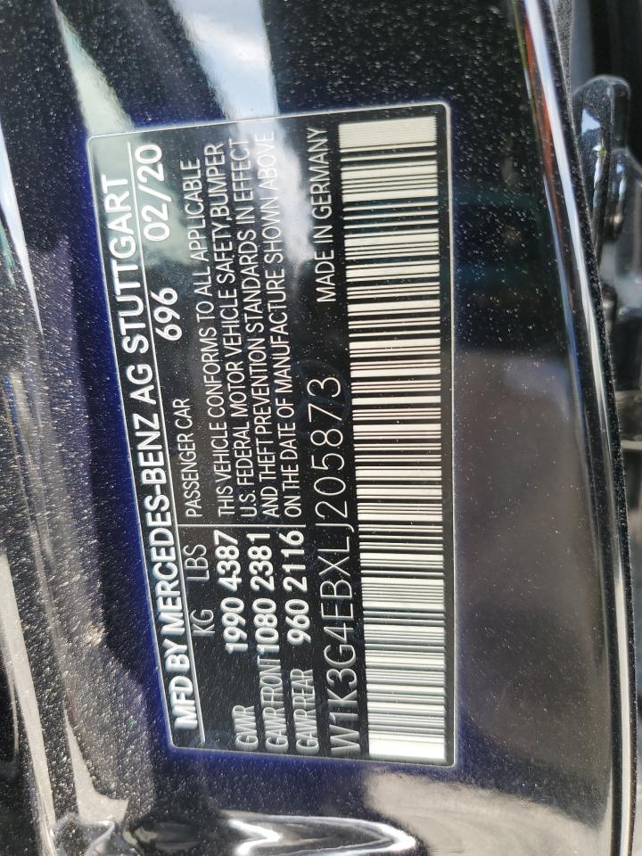 2020 Mercedes-Benz A 220 VIN: W1K3G4EBXLJ205873 Lot: 72049325