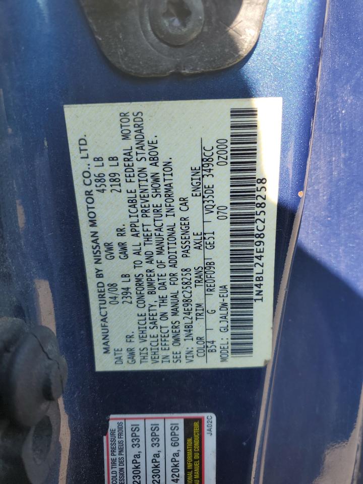 2008 Nissan Altima 3.5Se VIN: 1N4BL24E98C258258 Lot: 71065755
