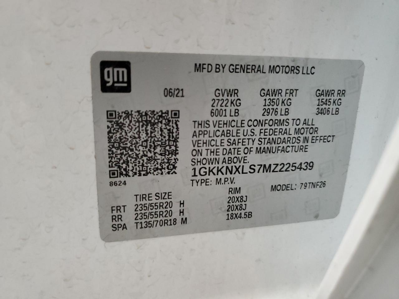 2021 GMC Acadia Denali VIN: 1GKKNXLS7MZ225439 Lot: 81450655