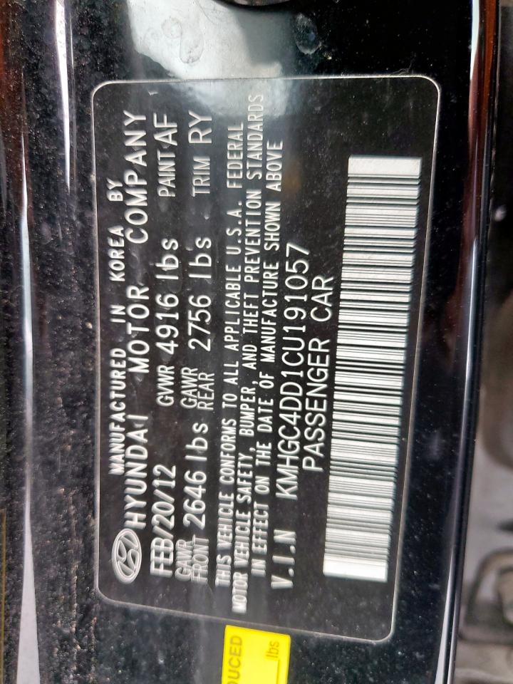 2012 Hyundai Genesis 3.8L VIN: KMHGC4DD1CU191057 Lot: 81210045