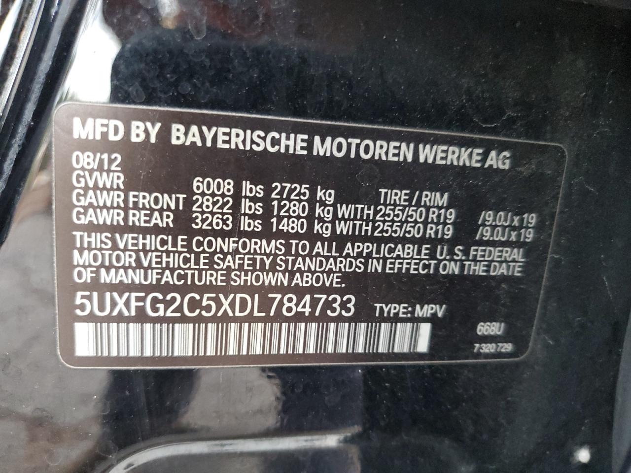 2013 BMW X6 xDrive35I VIN: 5UXFG2C5XDL784733 Lot: 81801545