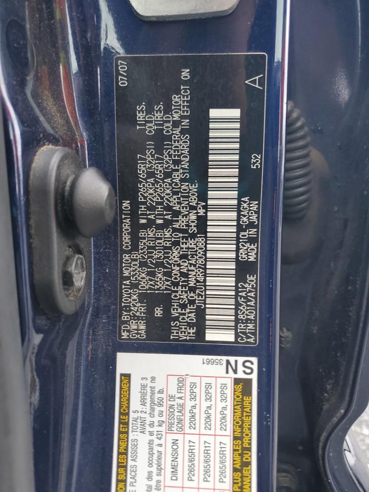 2007 Toyota 4Runner Sr5 VIN: JTEZU14R978090881 Lot: 81797065