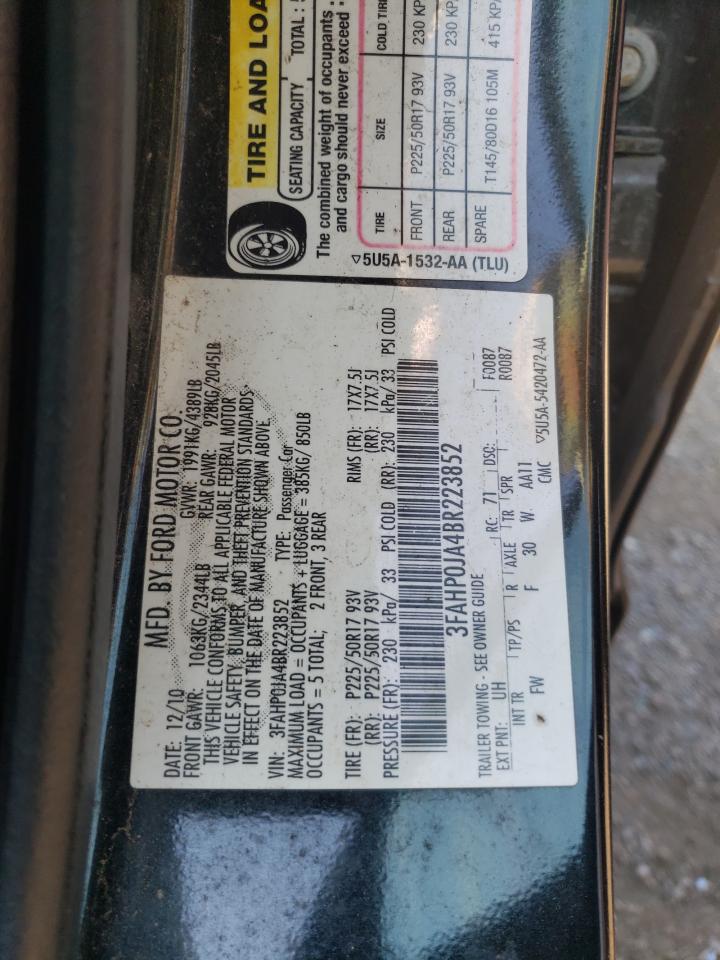 2011 Ford Fusion Sel VIN: 3FAHP0JA4BR223852 Lot: 71269615