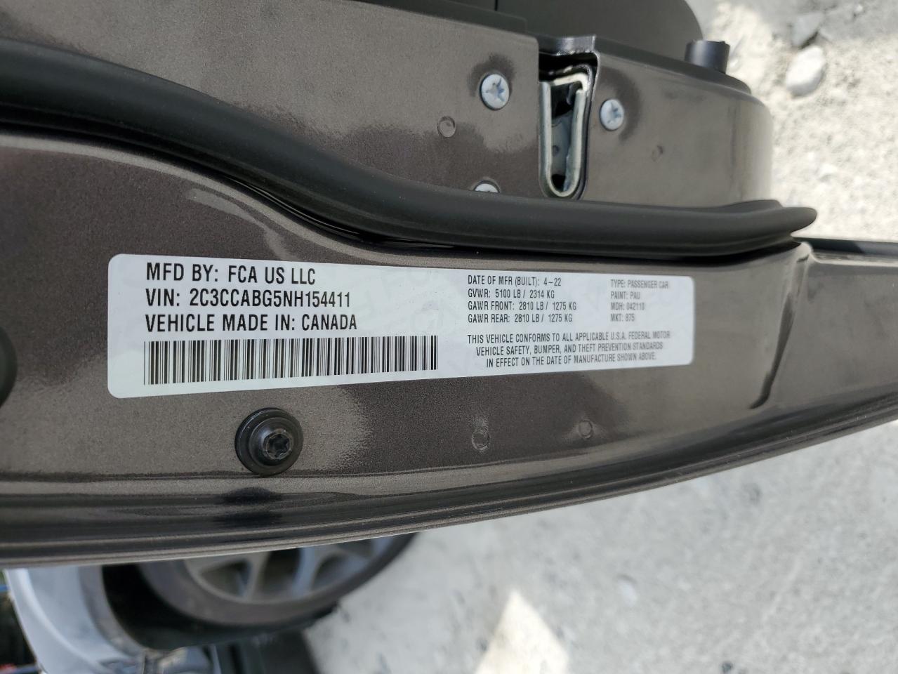 2022 Chrysler 300 S VIN: 2C3CCABG5NH154411 Lot: 81443665