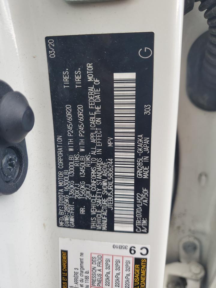 2020 Toyota 4Runner Sr5/Sr5 Premium VIN: JTEBU5JRXL5806244 Lot: 84004415