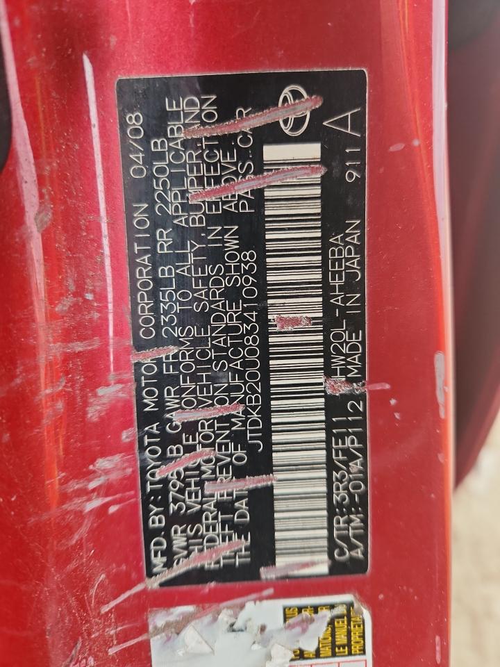 2008 Toyota Prius VIN: JTDKB20U083410938 Lot: 71283815