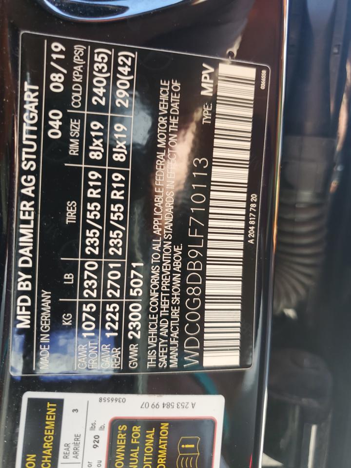 2020 Mercedes-Benz Glc 300 VIN: WDC0G8DB9LF710113 Lot: 81200315